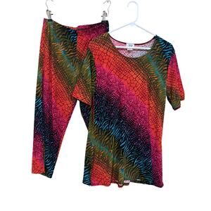 Jostar 2-Piece Matching Set Top & Cropped Pants Size M Made in USA travel Ready